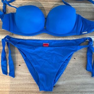 Vibrant Blue Bikini Set with Tie Sides